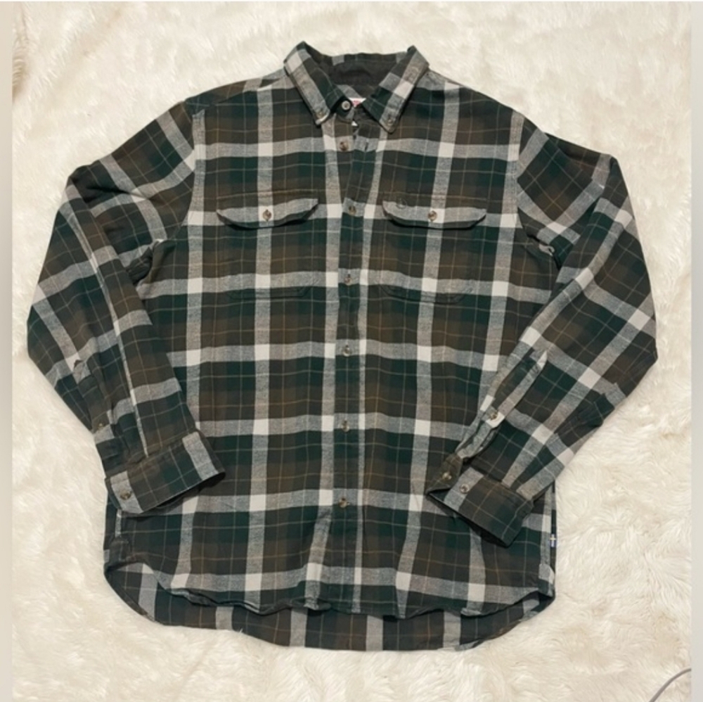 Fjallraven Singi Heavy Flannel, Plaid, Green / Brown / White, Men’s XL